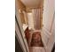 Cozy bathroom featuring a shower-tub combo with a brown shower curtain and tile flooring at 6561 Harrington Pl, Douglasville, GA 30135