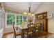 Dining area with wood floors, chandelier, and large windows overlooking the yard at 978 W Mill Bnd, Kennesaw, GA 30152