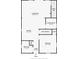 One-story floor plan with two bedrooms, kitchen, and bathroom at 3125 Lakeside Dr, Cumming, GA 30041