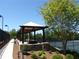 Covered seating area overlooking tennis courts at 5693 Brendlynn Dr, Suwanee, GA 30024