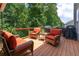 Spacious deck with wicker furniture and a grill, overlooking trees at 138 Stargaze Rdg, Canton, GA 30114