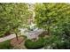 Scenic courtyard view featuring mature trees and a charming water fountain at 1735 Peachtree Ne St # 321, Atlanta, GA 30309