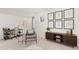 Comfortable living room featuring desk and chair, decorative wall art, and a stylish storage cabinet at 570 Silver Moon Dr, Loganville, GA 30052