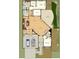 Detailed floor plan featuring a two-car garage, kitchen, living room, dining area, den, private courtyard, owner's suite, and bedroom at 5365 Maggie Mae Ln, Cumming, GA 30028