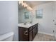 Bathroom with a double vanity, granite countertop and two windows for natural light at 2539 Hedgeway Cir, Kennesaw, GA 30144