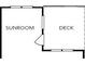 Floor plan showing a sunroom connected to a deck with access via a single door at 629 Silva St # 128, Cumming, GA 30040