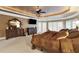 Large main bedroom with high ceilings, plush carpeting, and a ceiling fan at 2269 E Cherokee Dr, Woodstock, GA 30188