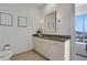 Contemporary bathroom with updated vanity and city view at 1065 Peachtree Ne St # 3003, Atlanta, GA 30309