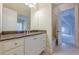 Bathroom with single vanity, granite countertop and shower/tub combo at 3133 Saint Ives Country Club Pkwy, Johns Creek, GA 30097
