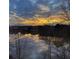 Scenic view of a sunset over a lake with houses in the background, creating a tranquil neighborhood setting at 2867 Darlington Run, Duluth, GA 30097