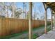 Fenced backyard with green grass and a covered patio space at 1095 Tucker Ave # 401, Atlanta, GA 30310