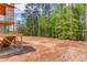 A spacious backyard under construction, framed by lush trees and a blue sky at 2675 Drayton Hall Dr, Buford, GA 30519