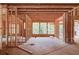 Unfinished interior showcasing exposed framing, wood subfloor, and natural light from the window at 2675 Drayton Hall Dr, Buford, GA 30519