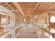 Lofted unfinished interior featuring exposed beams and wooden railing overlooking the unfinished main floor at 2675 Drayton Hall Dr, Buford, GA 30519
