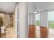 Bathroom with tile shower and glass enclosure, updated vanity at 2870 Pharr Court South Nw # 2407, Atlanta, GA 30305