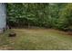 Large backyard with fire pit and wooded backdrop at 7655 Abbey Glen Dr, Cumming, GA 30028