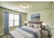 Well-lit bedroom with a queen-size bed, stylish decor, and a large window at 3201 Camden Ct, Atlanta, GA 30349