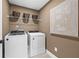 Laundry room with washer, dryer, and shelving at 6076 Marigold Way, Atlanta, GA 30349