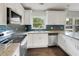 Bright kitchen features white cabinets, stainless steel appliances, and stylish blue backsplash at 1909 Meadow Ln, Decatur, GA 30032