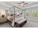 Inviting bedroom featuring a four-poster bed, soft lighting, and views of the surrounding nature at 3136 Washburn Se St, Atlanta, GA 30354