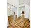 View from entryway, showing hardwood floors and a fireplace at 306 Mountain Laurel Walk, Canton, GA 30114