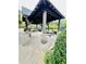 Covered picnic area with stone pillars and multiple picnic tables for outdoor dining and gatherings at 306 Mountain Laurel Walk, Canton, GA 30114