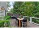 A view of the back deck featuring an outdoor kitchen, dining area, and mature landscaping for privacy at 2908 Mabry Ne Ln, Brookhaven, GA 30319