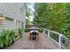 A view of the back deck featuring an outdoor kitchen, dining area, and mature landscaping for privacy at 2908 Mabry Ne Ln, Brookhaven, GA 30319