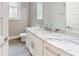 Bathroom with marble countertop and white cabinets at 2259 County Line Rd, Acworth, GA 30101