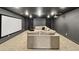 Finished basement featuring a large media screen, projector and an oversized sectional sofa at 1995 Woodmont Dr, Douglasville, GA 30135