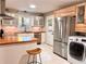 Bright kitchen with stainless steel appliances, butcher block countertops, and white cabinetry at 246 Plantation Sw Rd, Smyrna, GA 30082