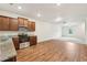 Kitchen with stainless appliances, granite countertops, and view of living area at 4001 Avalon Sw Rd, Atlanta, GA 30331