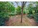 Landscaped backyard with mature trees and a tranquil view at 4599 Park Dr, Pine Lake, GA 30083