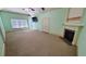 Large primary bedroom features carpeted floors, fireplace, ceiling fan, and tv connection at 3450 Camellia Ln, Suwanee, GA 30024