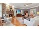 Bright living room with stone fireplace and hardwood floors at 5040 Harrington Rd, Johns Creek, GA 30022