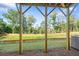 View of backyard from under deck, showcasing wooded area at 3750 Willingham Sw Run, Marietta, GA 30008