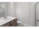 Clean bathroom with a single vanity and shower/tub combo at 3750 Willingham Sw Run, Marietta, GA 30008