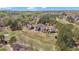 Stunning aerial view of homes backing onto the golf course, featuring lush greenery and mature trees at 8150 Albritton Downs, Cumming, GA 30041