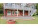 Expansive backyard featuring a patio and brick fire pit, perfect for relaxing at 8150 Albritton Downs, Cumming, GA 30041