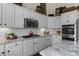 Modern kitchen with white cabinetry, stainless steel appliances, granite countertops, and a stylish backsplash at 8150 Albritton Downs, Cumming, GA 30041