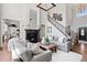 Elegant living room featuring a fireplace, staircase, and sophisticated decor at 8150 Albritton Downs, Cumming, GA 30041
