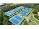 An aerial view captures the community's well-maintained tennis courts nestled among lush greenery at 8150 Albritton Downs, Cumming, GA 30041