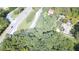 The aerial view showcases the property near a winding road and a variety of houses at 4671 Collins Ave, Acworth, GA 30101