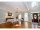 Dining room with hardwood floors, elegant lighting, and large windows at 436 Westlake Dr, Marietta, GA 30064