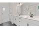 Elegant bathroom with double sink vanity, black fixtures, and a separate shower with modern lighting at 7530 Homer Dr, Cumming, GA 30028