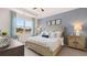 Serene main bedroom with tray ceiling, large window, and coordinated decor at 130 Oakchase Park Ln, Hampton, GA 30228