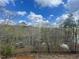 Scenic backyard view featuring a wooded area under a blue sky with scattered clouds and an iron fence at 151 Sunshower Rdg, Canton, GA 30114