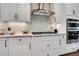 Modern kitchen featuring white cabinets, stainless steel appliances, and a stylish backsplash at 151 Sunshower Rdg, Canton, GA 30114