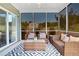 Relaxing screened porch with wicker seating, neutral pillows, an area rug, and views of backyard at 151 Sunshower Rdg, Canton, GA 30114