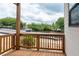 Relaxing balcony with wooden railings offering neighborhood views with green trees at 332 Olmstead Way # 38, Alpharetta, GA 30022
